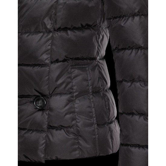 Moncler PALAS Double-Breasted Turtleneck Sort Dunjakke Nylon/Polyamide Dame 41457361FT