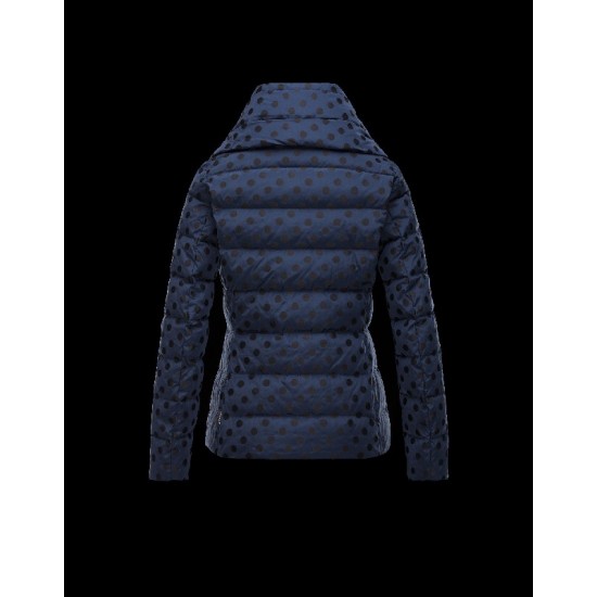 Moncler PALAS Double-Breasted Turtleneck Dark Blå Dunjakke Jacquard Dame 41473455WM