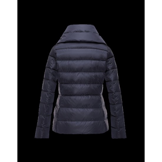 Moncler PALAS Double-Breasted Turtleneck Dark Blå Dunjakke Nylon Dame 41457361OC