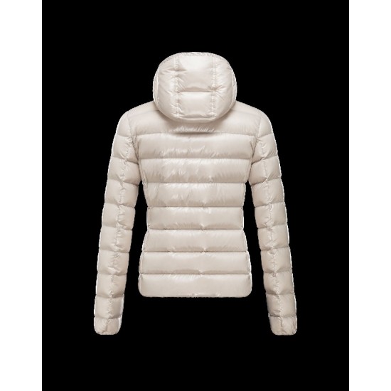 Moncler PLANE Detachable Hood Double-Breasted Ivory Dunjakke Lacquered Nylon Dame 41382558BV