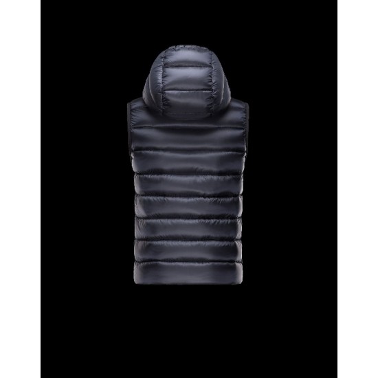 Moncler RAY Detachable Hood Turtleneck Dark Blå Dunvest Techno Fabric Herre 41456966EH