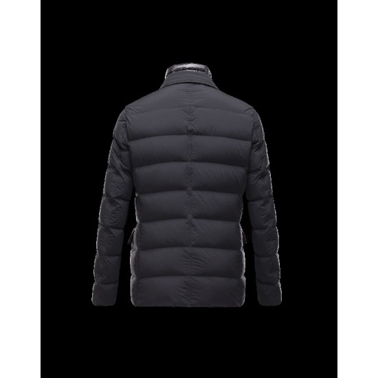 Moncler ROUILLAC Detachable Lapel Collar Sort Vinterfrakke Elastane/Nylon Herre 41377883HS