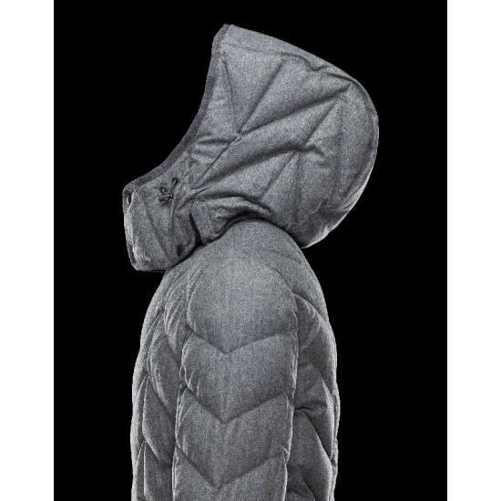 Moncler ROYALE Detachable Hood Turtleneck Sølv Dunjakke Wool Flannel Herre 41466443TA