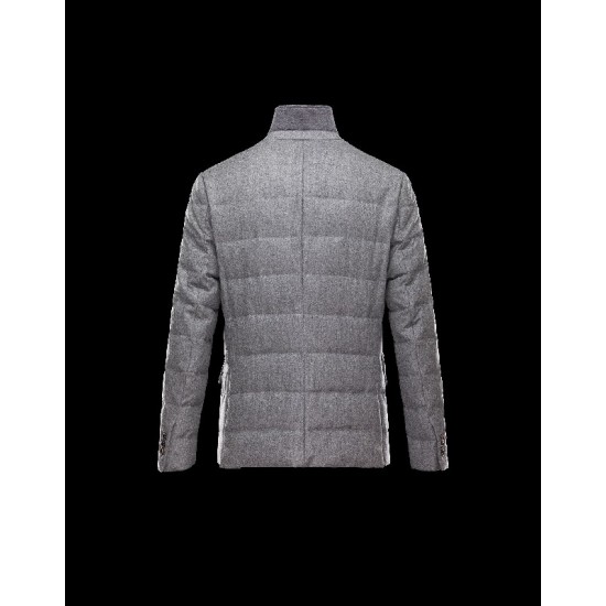 Moncler Rodin Sølv Dunjakke Flannel Wool Herre 41224663CL