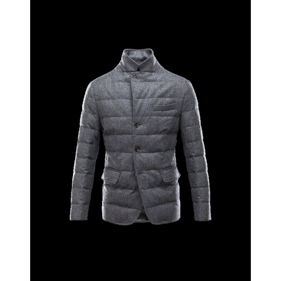 Moncler Rodin Steel Sølv Dunjakke Flannel Wool Herre 41224663RR