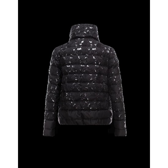 Moncler SOLARIS Turtleneck Sort Dunjakke Wool Nylon Flannel Dame 41467465KC