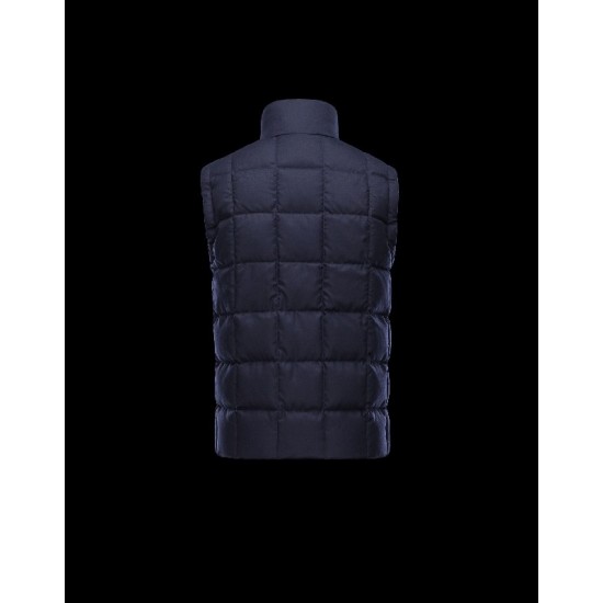 Moncler TENAY Turtleneck Dark Blå Dunvest Wool Flannel Herre 41456745SC