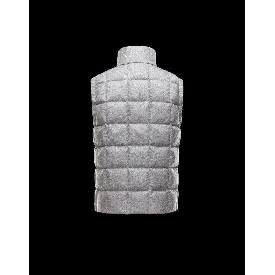 Moncler TENAY Turtleneck Sølv Dunvest Wool Flannel Herre 41456745GI