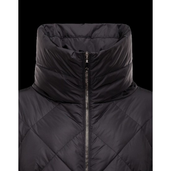 Moncler VOUGLANS Turtleneck Sort Vinter Jakker Virgin Wool/Polyamide Dame 41456777AI