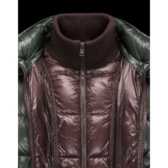 Moncler Zin Ultralight Detachable Hood Grøn Dunjakke Nylon/Polyamid Herre 41236575DP