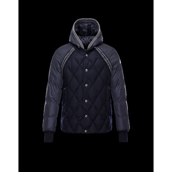 Moncler ARAMIS Turtleneck Dark Blå Dunjakke Flannel Wool Herre 41456790QT