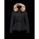 Moncler AYROLLE Detachable Fur Collar Turtleneck Sort Dunjakke Polyester/Cotton/Racoon Dame 41456955NI