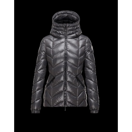 Moncler BADETE Turtleneck Drawstring Closure Steel Sølv Dunjakke Polyamide Dame 41464877KT