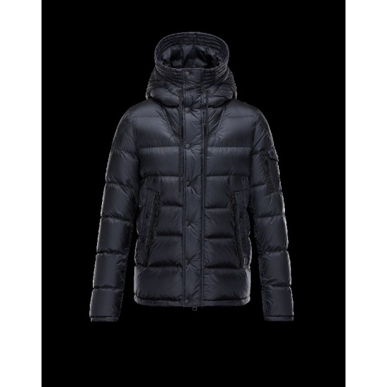 Moncler BASILE Turtleneck Fixed Hood Dark Blå Dunjakke Polyamide Herre 41457019XO