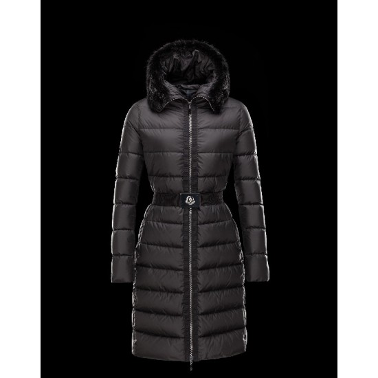 Moncler FABREFUR Detachable Turtleneck Sort Vinter Jakker Polyester/Beaver Dame 41456774HQ