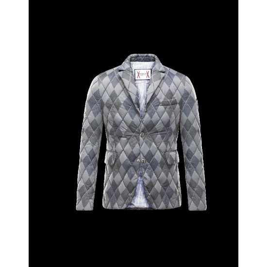 Moncler GAMME BLEU Lapel Collar Sort Vinterfrakke Technical Fabric Herre 41466671TE