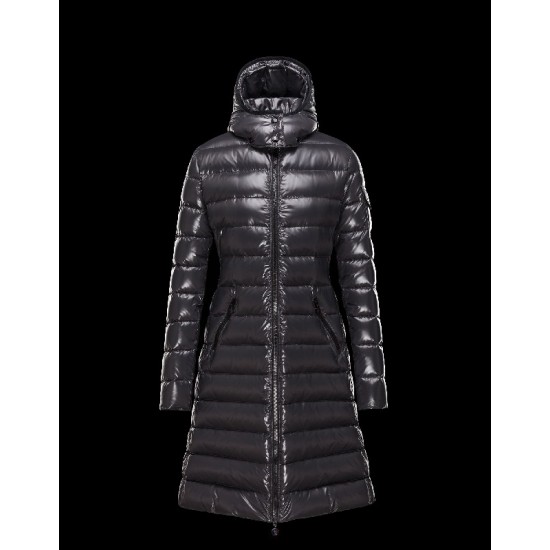 Moncler Moka Detachable Hood Steel Sølv Vinter Jakker Lacquered Nylon Dame 41224531UV