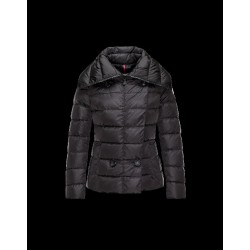 Moncler PALAS Double-Breasted Turtleneck Sort Dunjakke Nylon/Polyamide Dame 41457361FT