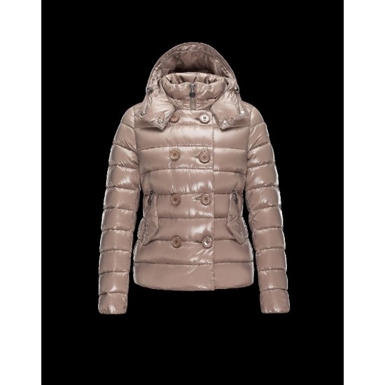 Moncler PLANE Double-Breasted Turtleneck Dove Sølv Dunjakke Lacquered Nylon Dame 41382558PE