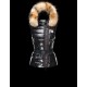 Moncler RUE Detachable Turtleneck Fur-Trimmed Hood Sort Dunvest Nylon/Racoon Dame 41456784LC