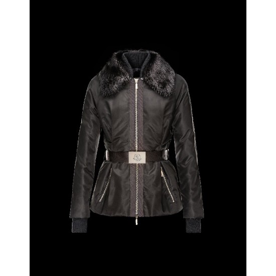 Moncler CANET Detachable Fur Collar Sort Dunjakke Nylon/Polyamide/Beaver Dame 41466467WO