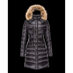 Moncler HERMIFUR Ultralight Turtleneck Sort Vinter Jakker Nylon/Racoon Dame 41456718AR