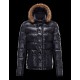 Moncler Hubert Ultralight Fur Trimmed Blå Dunjakke Wool/Polyamide Herre 41236416HL