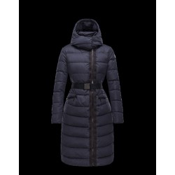 Moncler LANOUX Detachable Turtleneck Dark Blå Vinter Jakker Nylon/Polyester Dame 41472649TK