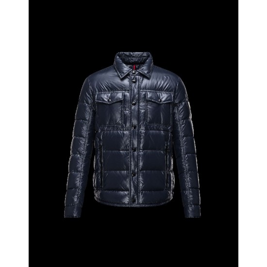 Moncler MATTHEW Classic Neckline Dark Blå Dunjakke Nylon/Polyamide Herre 41456707PM