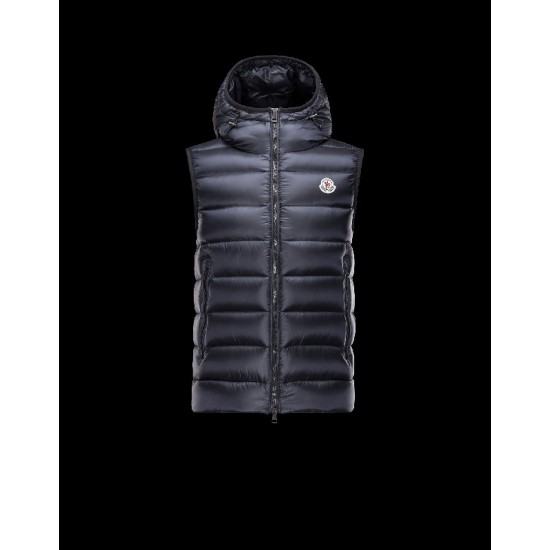 Moncler RAY Detachable Hood Turtleneck Dark Blå Dunvest Techno Fabric Herre 41456966EH