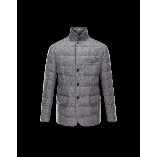 Moncler Rodin Sølv Dunjakke Flannel Wool Herre 41224663CL