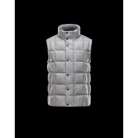 Moncler TENAY Turtleneck Sølv Dunvest Wool Flannel Herre 41456745GI