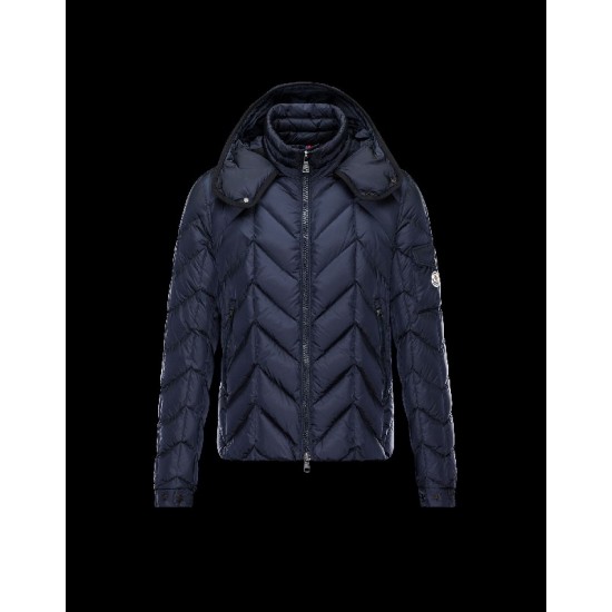 Moncler BERRIAT Detachable Hood Turtleneck Dark Blå Dunjakke Nylon/Polyamid Herre 41456793QL