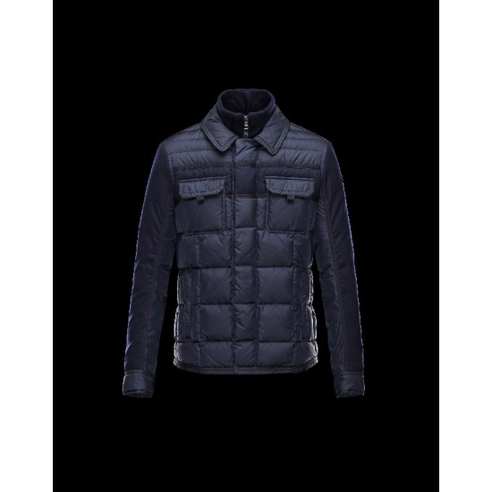 Moncler BLAIS Turtleneck Dark Blå Dunjakke Polyamid/Wool Herre 41378018WC