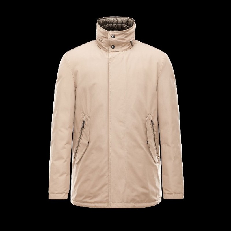 Moncler CARL Reversible Turtleneck Khaki Vinterfrakke Cotton/Polyester Herre 41475321AJ