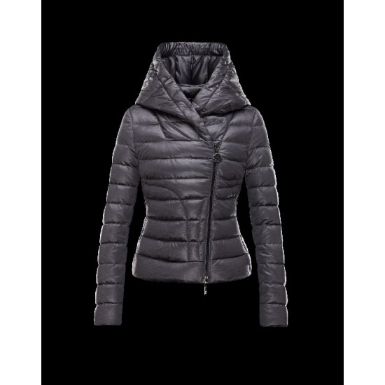 Moncler GAUBE Fixed Hood V-Neckline Steel Sølv Dunjakke Polyester Dame 41456771VN