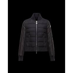 Moncler GENTAU Mandarin Collar Sort Dunjakke Wool Nylon Flannel Dame 41456773QM