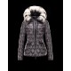 Moncler GRESFUR Ultralight Turtleneck Fur Collar Steel Sølv Dunjakke Nylon/Racoon Dame 41456951CR