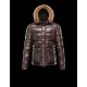 Moncler Hubert Ultralight Fur Trimmed Dark Brun Dunjakke Wool/Polyamide Herre 41236416OM