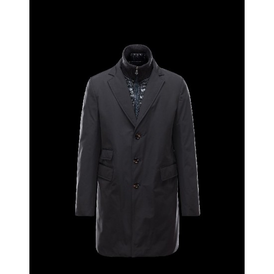 Moncler LESPARRE Detachable Lapel Collar Dark Blå Vinter Jakker Polyamide Herre 41456696GV