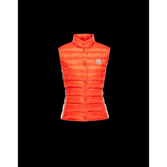 Moncler LIANE Ultralight Mandarin Collar Orange Dunvest Techno Fabric Dame 41344266AD