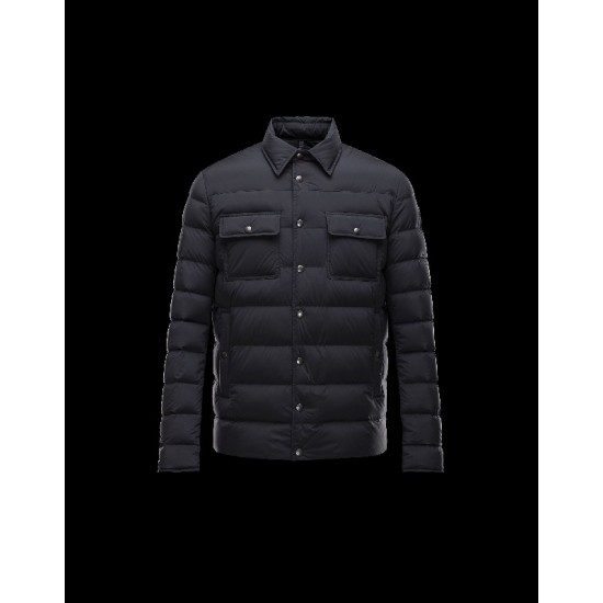 Moncler LUBERON Classic Neckline Sort Dunjakke Polyamide/Elastane Herre 41378025DN