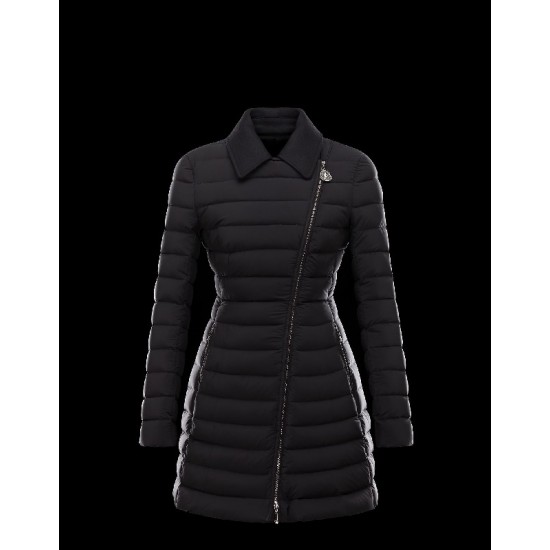 Moncler NOUES Classic Neckline Broadcloth Collar Sort Vinter Jakker Techno Fabric Dame 41457415FM