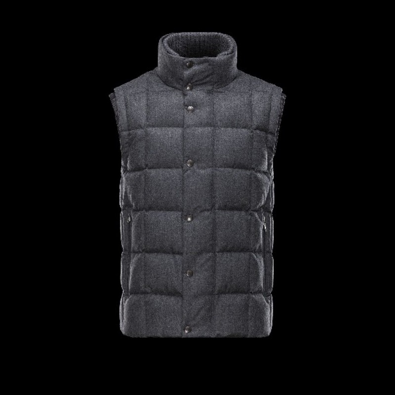 Moncler TENAY Turtleneck Steel Sølv Dunvest Wool Flannel Herre 41456745GL