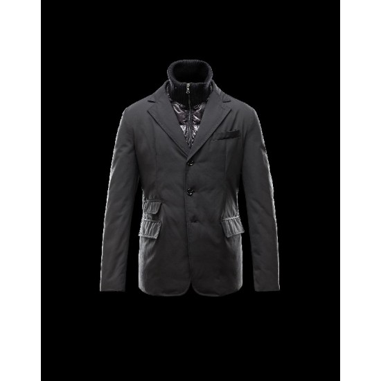 Moncler ARGENTRE Detachable Lapel Collar Sort Dunjakke Nylon/Polyamid Herre 41382289SR