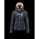 Moncler Armoise Detachable Fur Trimmed Blå Dunjakke Lacquered Nylon Dame 41224515ML
