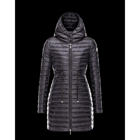 Moncler BARBEL Hooded Ultralight Round Collar Sort Dunjakke Techno Fabric Dame 41411433PR