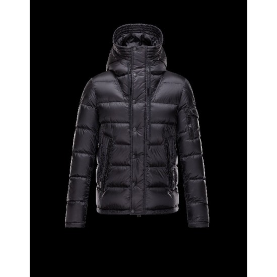 Moncler BASILE Lightweight Fixed Hood Sort Dunjakke Nylon/Polyamide Herre 41457019EE