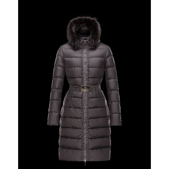 Moncler FABREFUR Detachable Turtleneck Steel Sølv Vinter Jakker Polyester/Beaver Dame 41456774XR