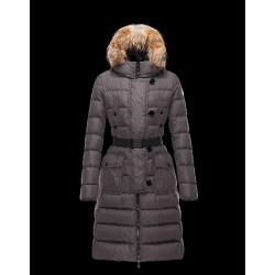 Moncler GENEVRIER Fur Hood Dark Brun Vinter Jakker Nylon/Pa Dame 41311136SU